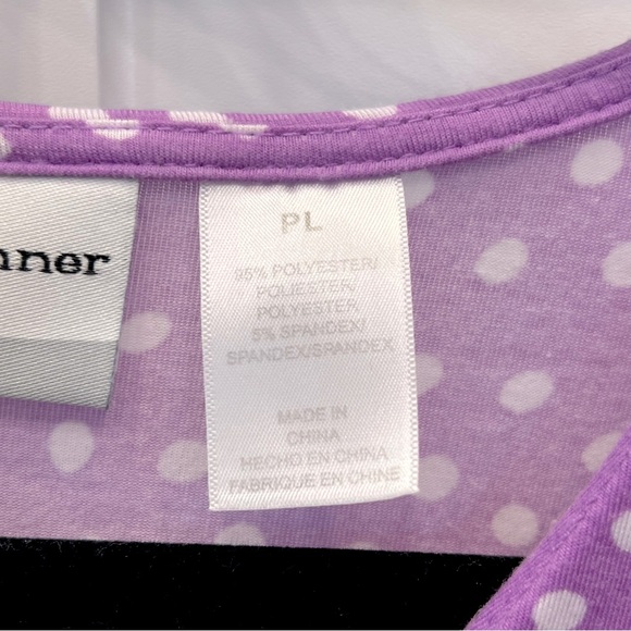 Alfred Dunner Purple Polka Dot Women's Flowy Drape Short Sleeve Top sz Large P - Picture 4 of 5